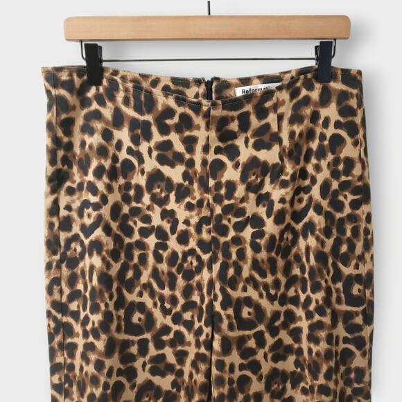 Reformation Marlon Leopard Print Crop Pants High Rise Straight Leg Sz 12 Mobwife - Picture 2 of 13